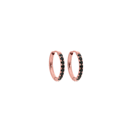 Small Eternity Earrings in Rose Gold - Black Crystal