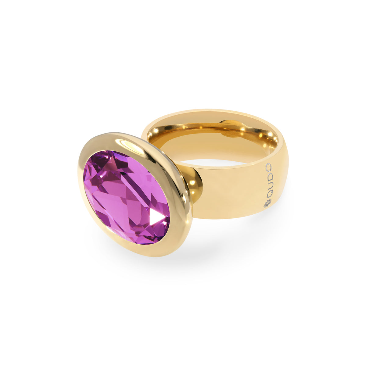 Tivola Ring Big in Gold - Dark Rose