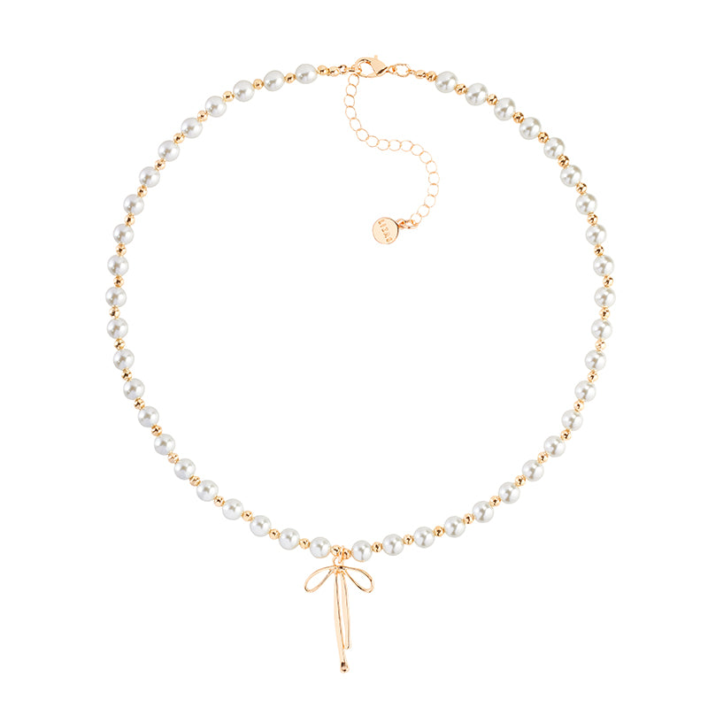 Lizas Pearl bobble Bow necklace
