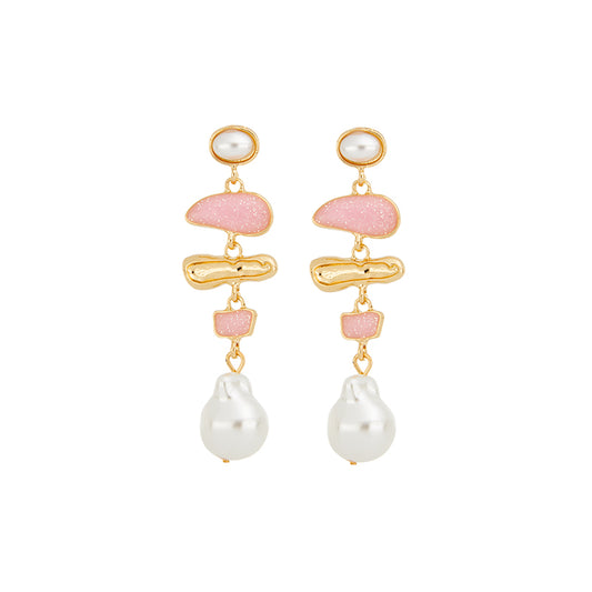 Lizas Freshwater pearl and crystal earrings