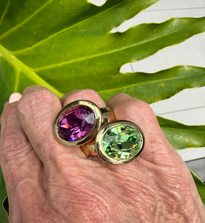 Tivola Ring Big in Gold - Peridot