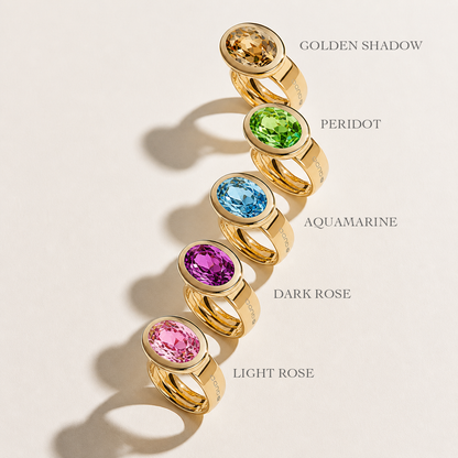 Tivola Ring Big in Gold - Peridot