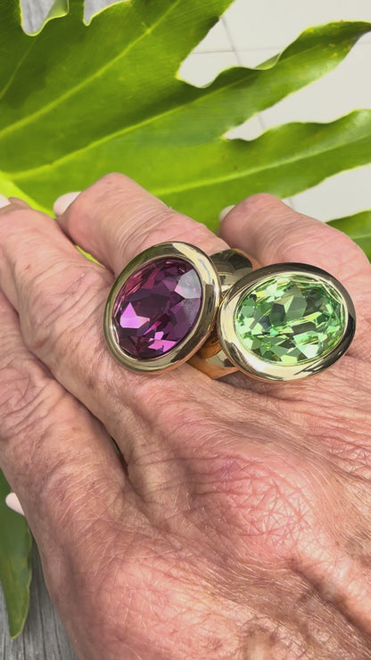 Tivola Ring Big in Gold - Dark Rose